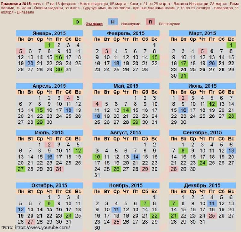 календарь экадаши
