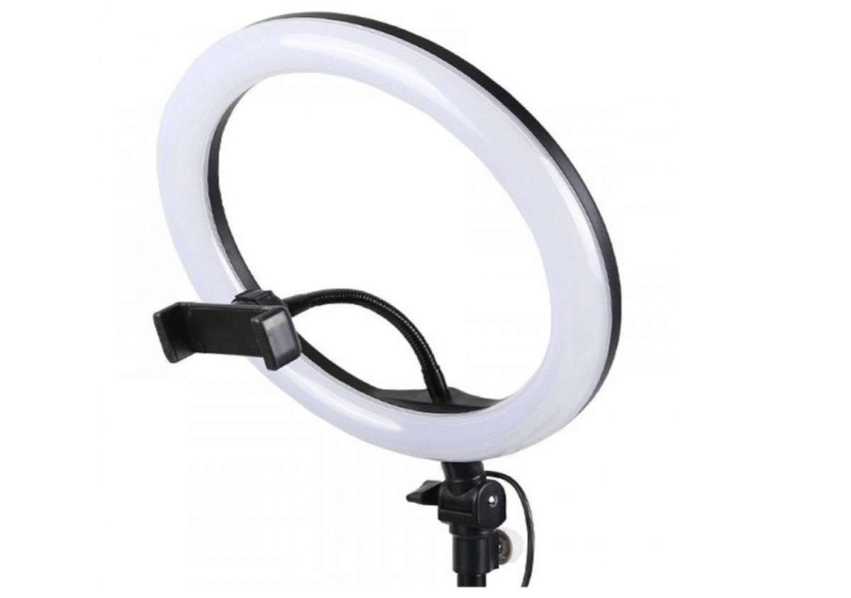 Кольцевая светодиодная лампа Ring Fill Light 26 см со штативом 2м для профессиональной съемки черная