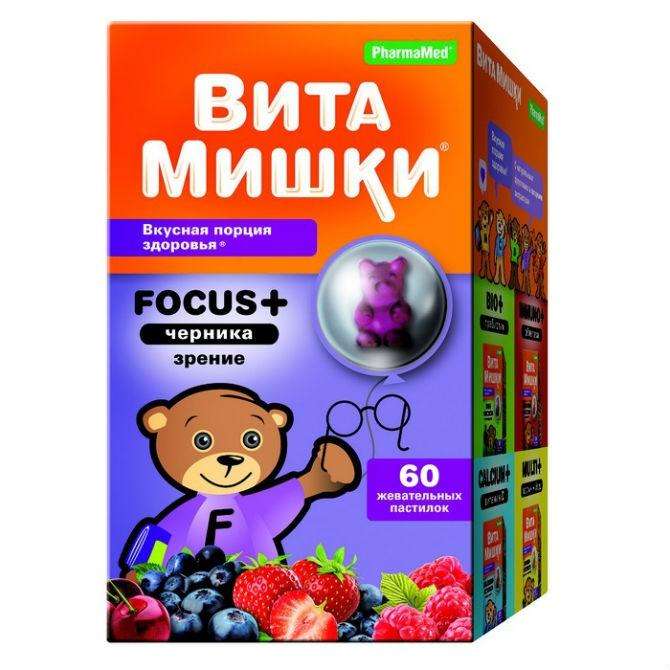ВитаМишки Focus + черника паст. жев. №60