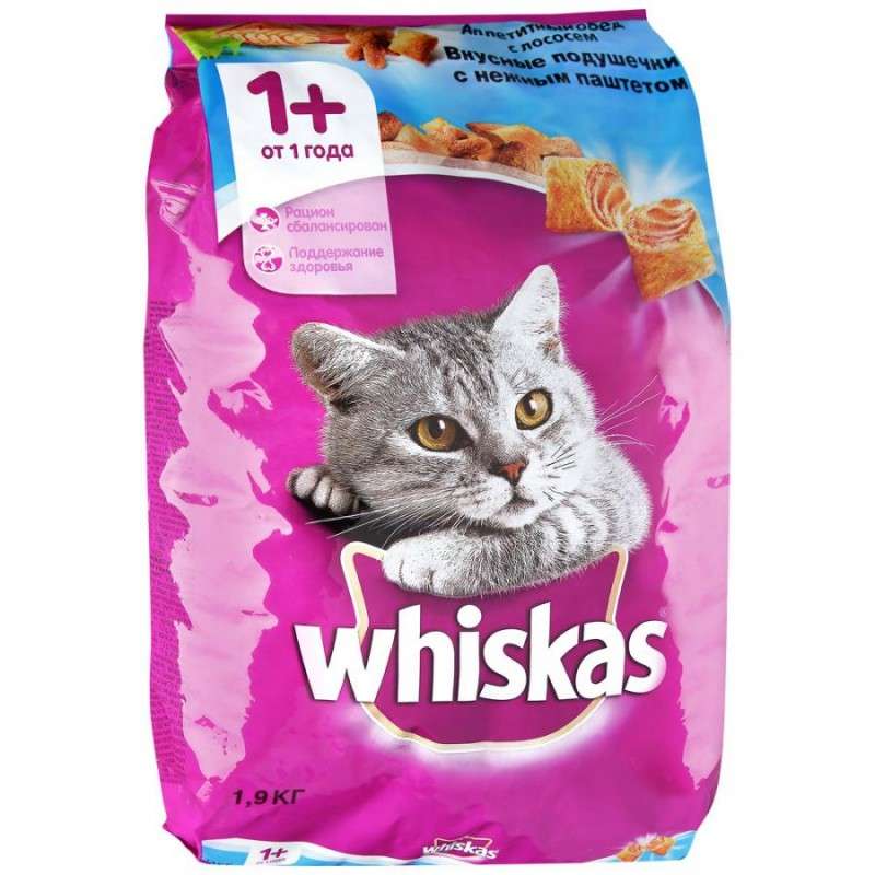 Сухой корм для кошек Whiskas с лососем 1.9 кг