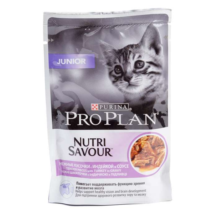 Влажный корм для котят Pro Plan Nutrisavour, беззерновой, с индейкой 85 г (кусочки в соусе)