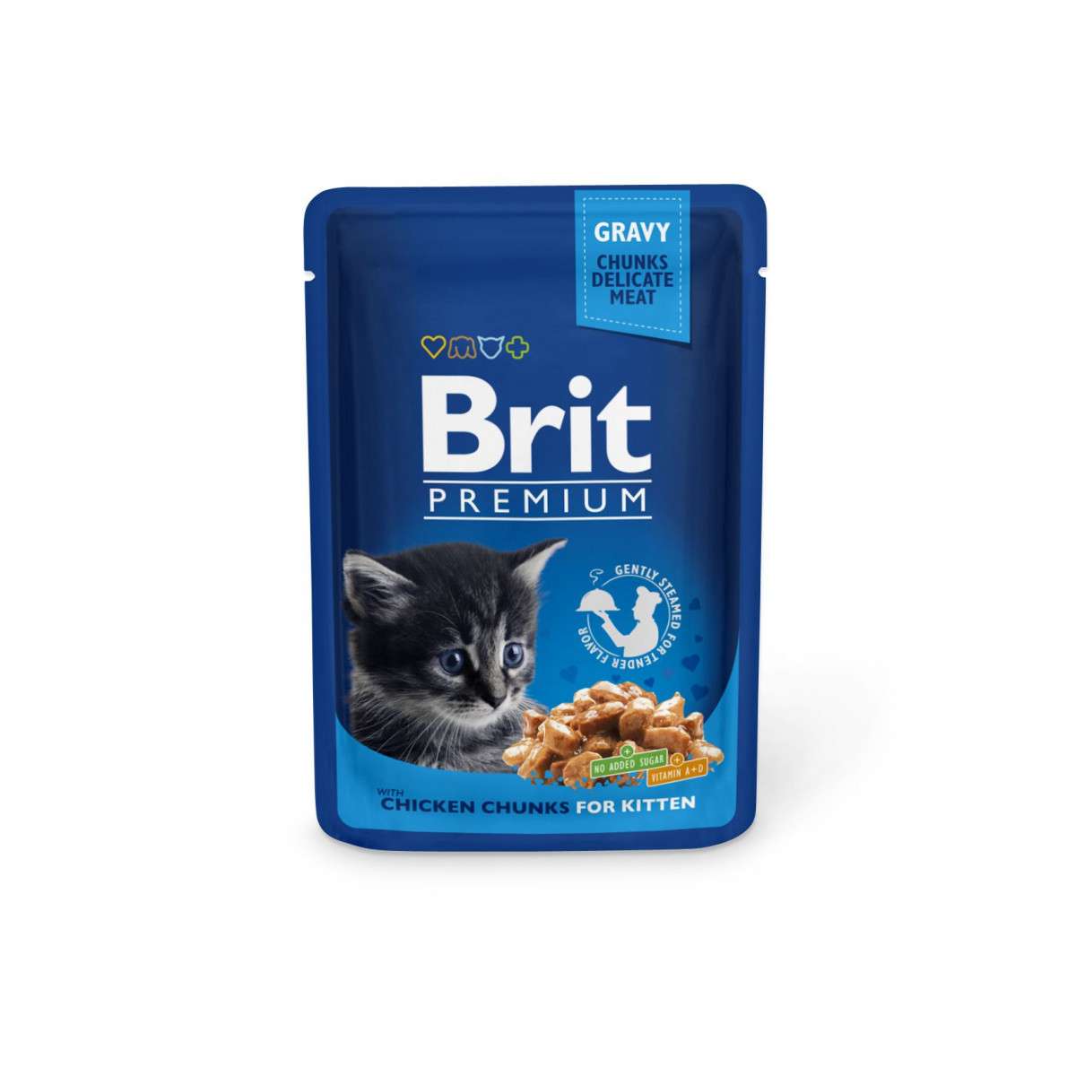 Влажный корм для котят Brit Premium, беззерновой, с курицей 24 шт. х 100 г (кусочки в соусе)