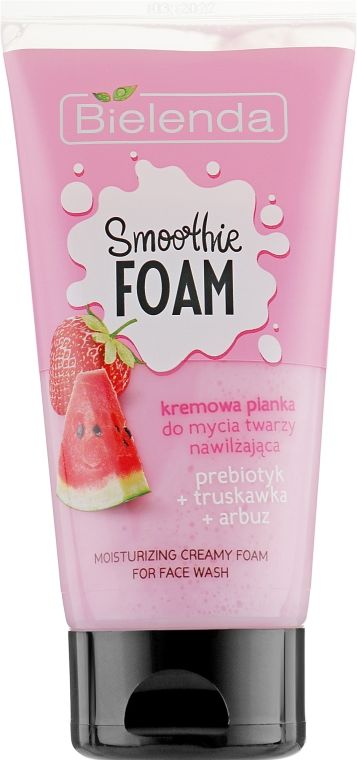 Bielenda увлажняющая кремовая пенка для умывания Пребиотик + Клубника + Арбуз Smoothie Wash