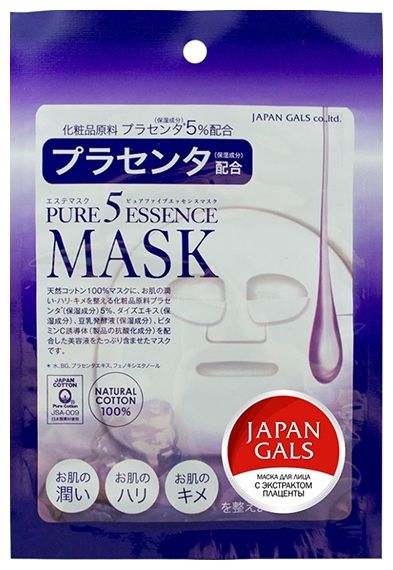 Japan Gals тканевая маска Pure 5 Essence с плацентой