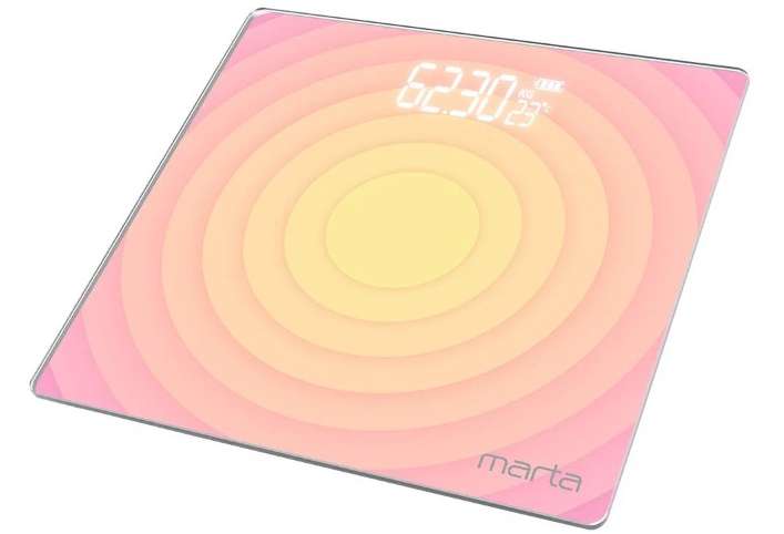 MARTA MT-SC3603 желто-розовый весы напольные