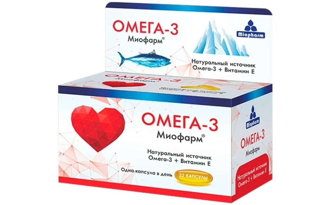 Миофарм Омега-3 + Витамин Е капс.